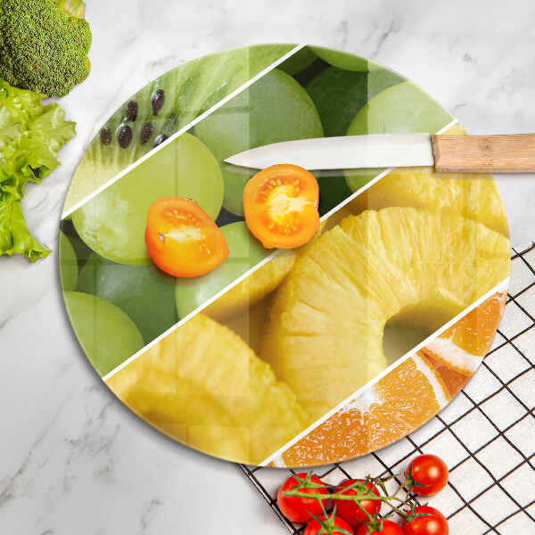 Chopping board glass Colorful fruit