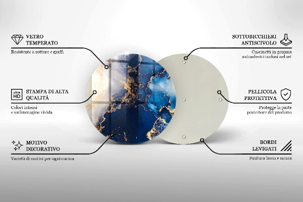 Chopping board glass Elegant background and gold