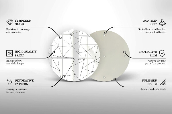Chopping board glass White triangles
