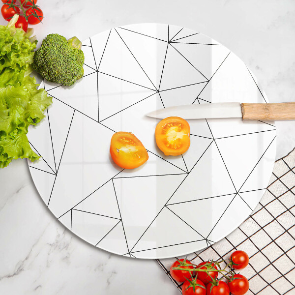 Chopping board glass White triangles