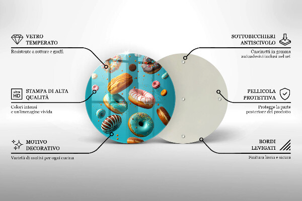 Chopping board glass Colorful donuts