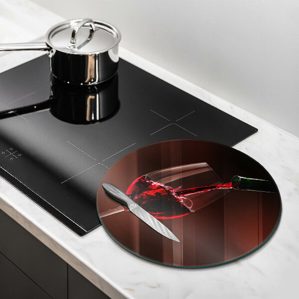 Chopping board glass A glass of wine