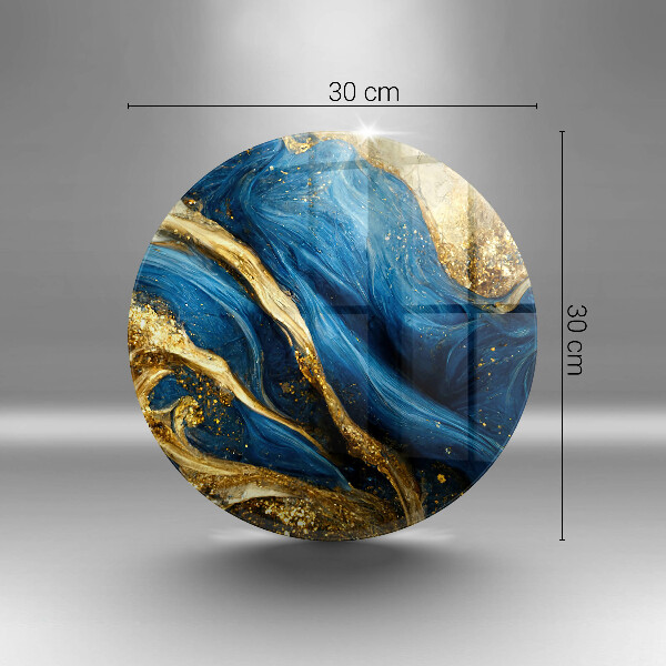Chopping board glass Blue-gold marble