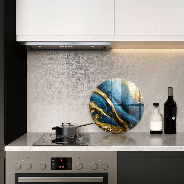 Chopping board glass Blue-gold marble