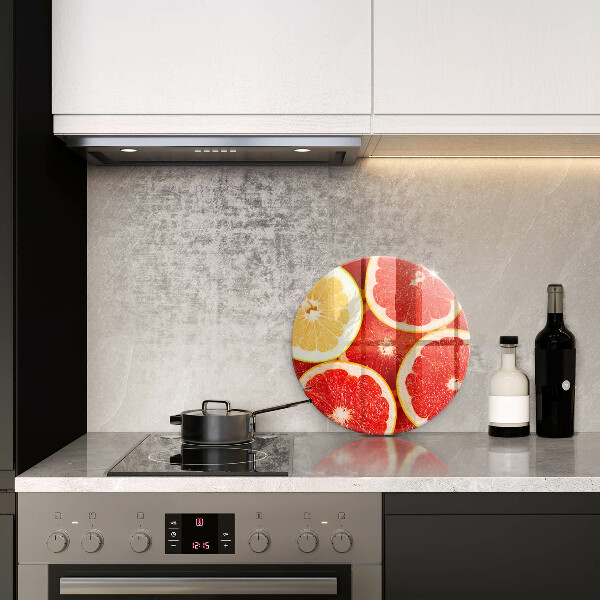 Chopping board glass Grapefruit slices