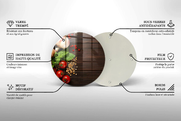 Chopping board glass Vegetables on the table