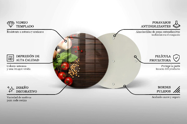 Chopping board glass Vegetables on the table