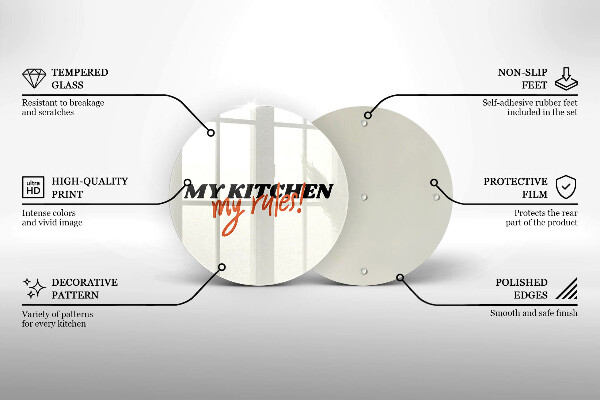 Chopping board glass The inscription My Kitchen My Rules