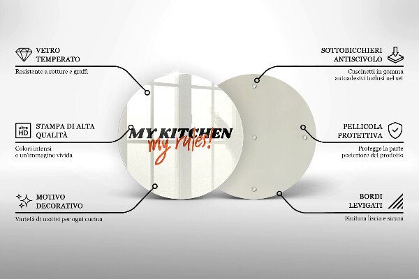 Chopping board glass The inscription My Kitchen My Rules