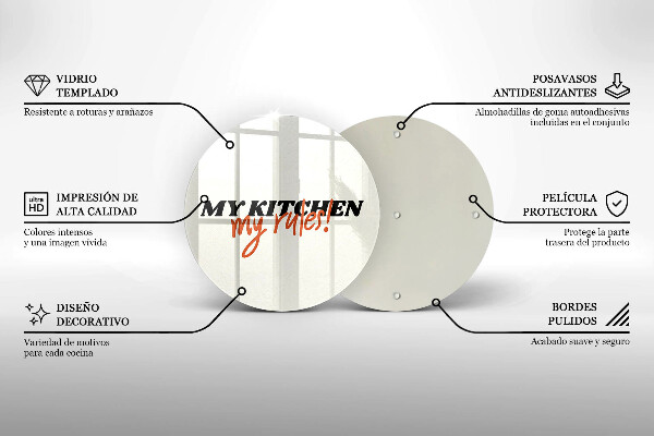 Chopping board glass The inscription My Kitchen My Rules