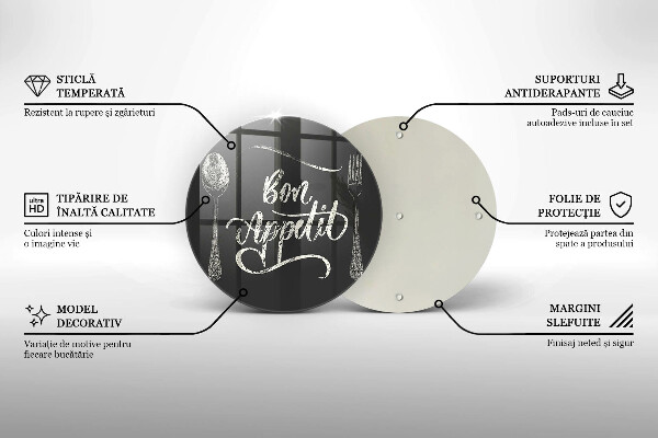 Chopping board glass The inscription Bon Appetit