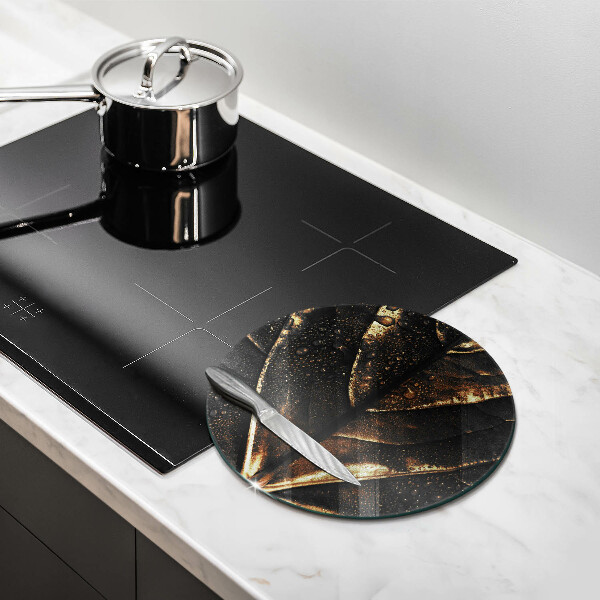 Chopping board glass Golden leaf