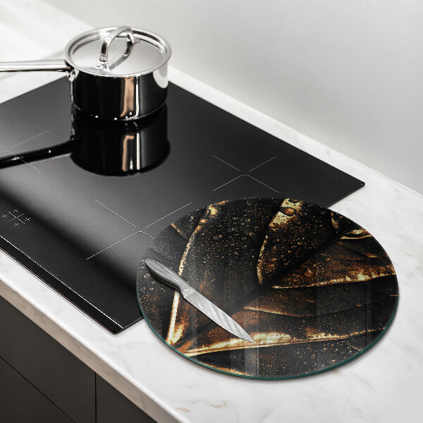 Chopping board glass Golden leaf