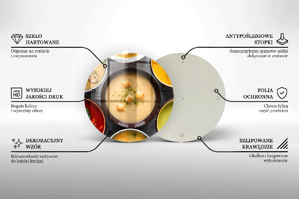 Chopping board glass Colorful soups