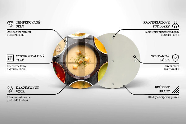 Chopping board glass Colorful soups