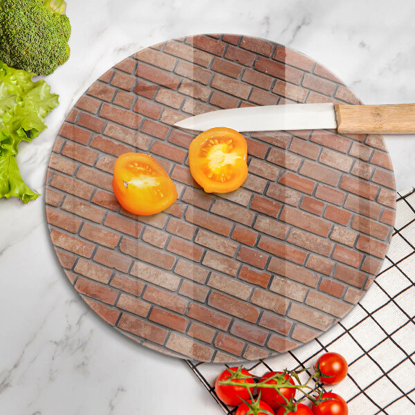 Chopping board glass Brick wall