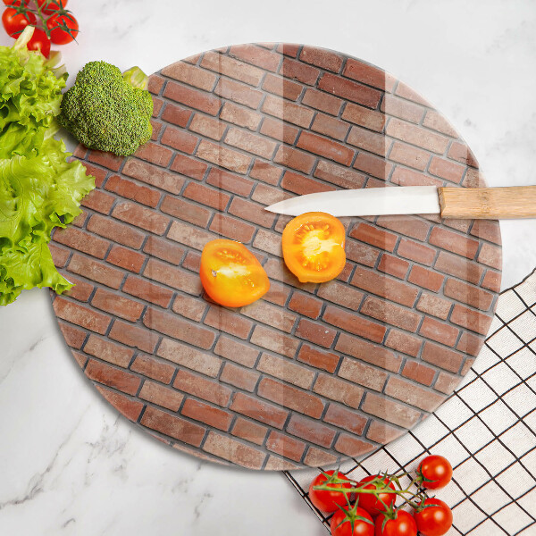 Chopping board glass Brick wall