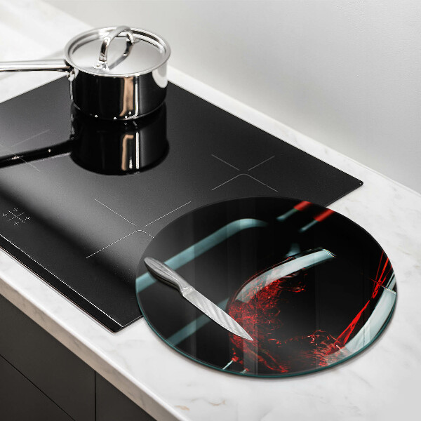 Chopping board glass A bottle of wine and a glass
