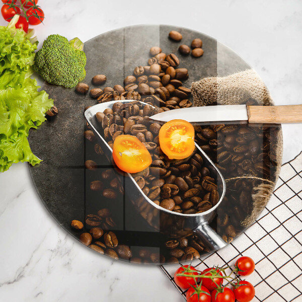 Glass cutting board Coffee in grains