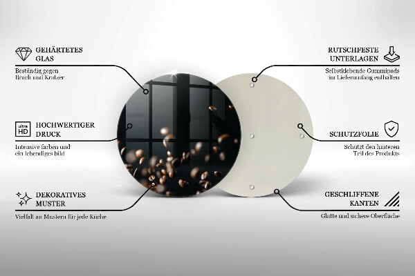 Glass cutting board Falling coffee beans