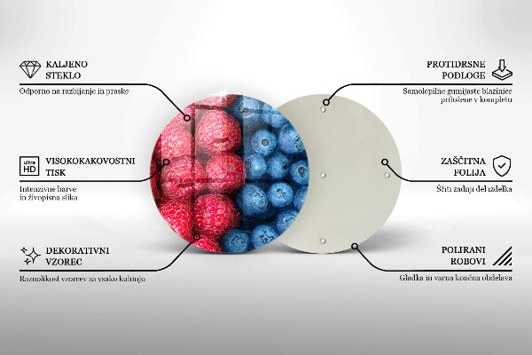 Chopping board Fruit of raspberry and blueberries