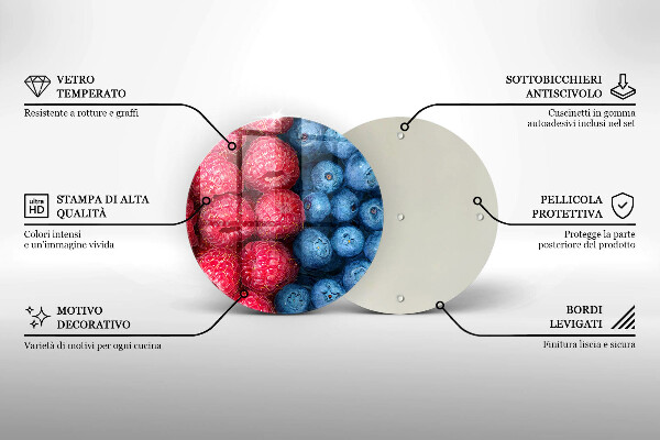 Chopping board Fruit of raspberry and blueberries