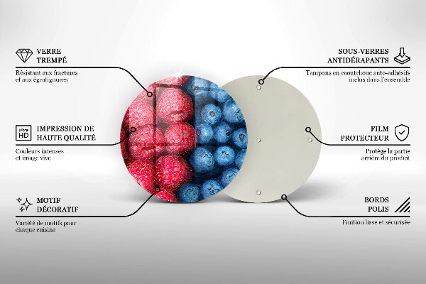 Chopping board Fruit of raspberry and blueberries