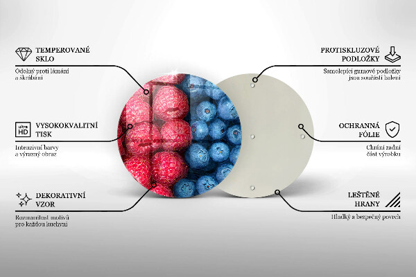 Chopping board Fruit of raspberry and blueberries