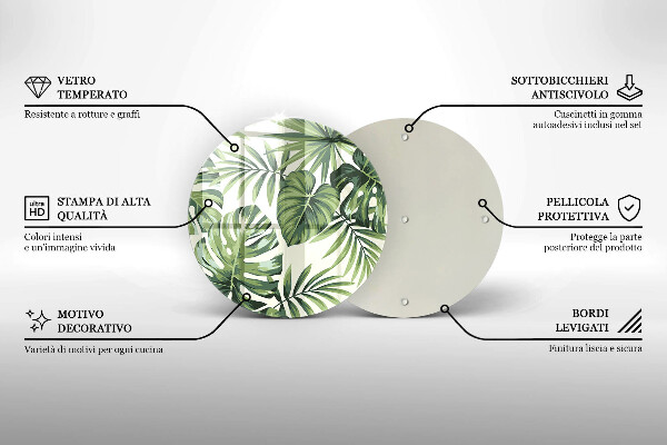 Glass cutting board Illustration of Monster leaves