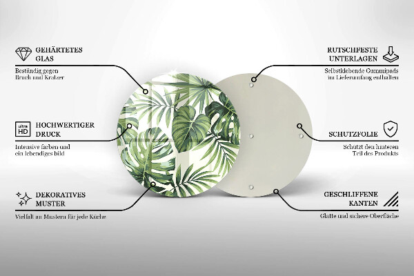 Glass cutting board Illustration of Monster leaves
