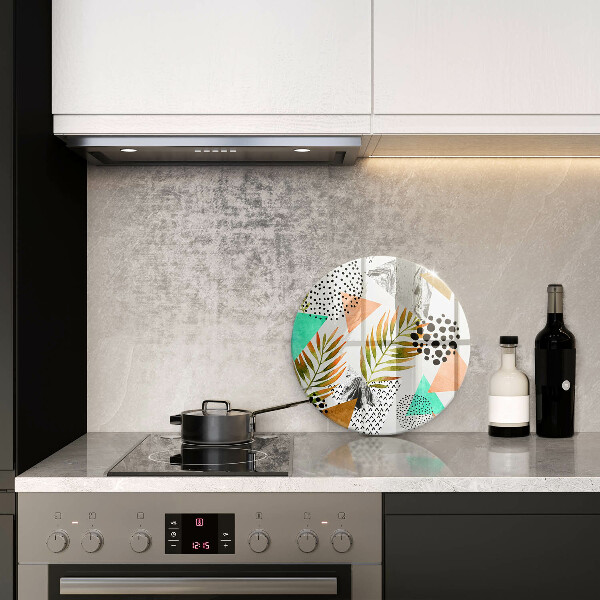 Glass cutting board Boho leaves pattern