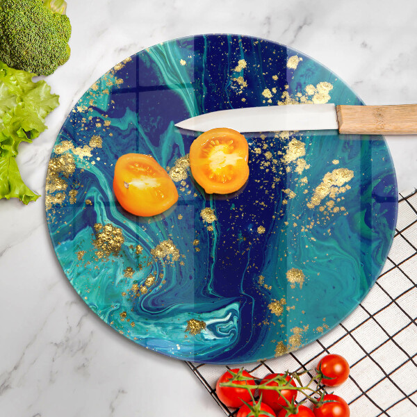 Chopping board glass Abstraction with gold
