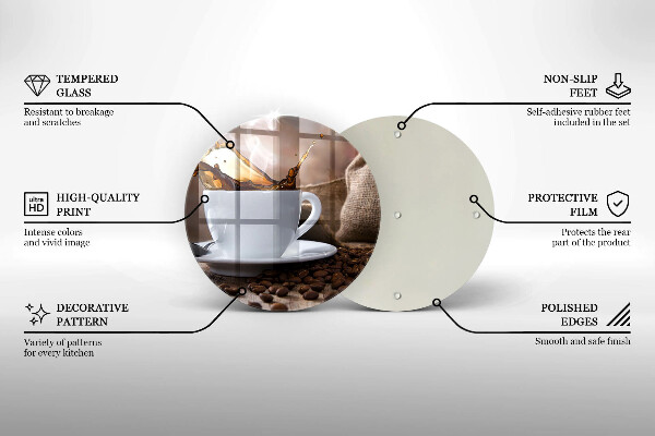 Chopping board glass Cup and coffee beans
