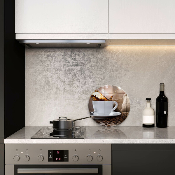 Chopping board glass Cup and coffee beans