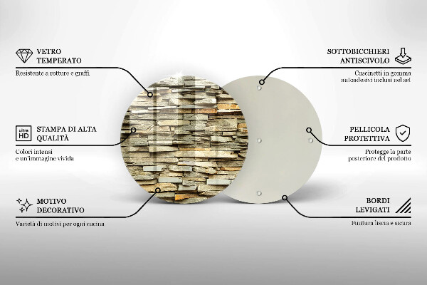 Chopping board glass Decorative stones