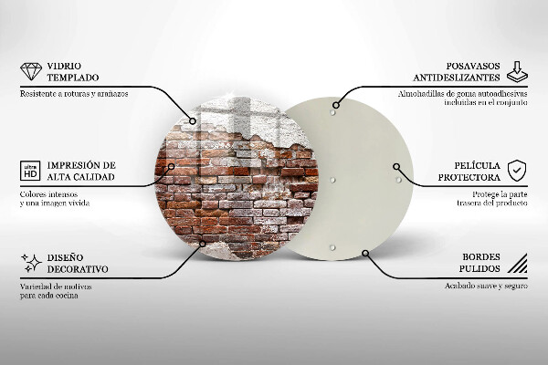 Chopping board glass Old wall of brick and concrete