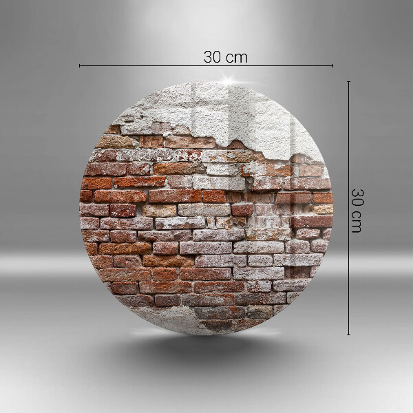 Chopping board glass Old wall of brick and concrete