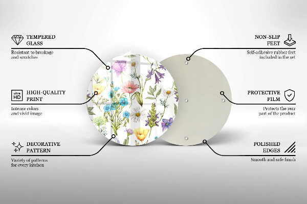 Chopping board glass Flowers illustration