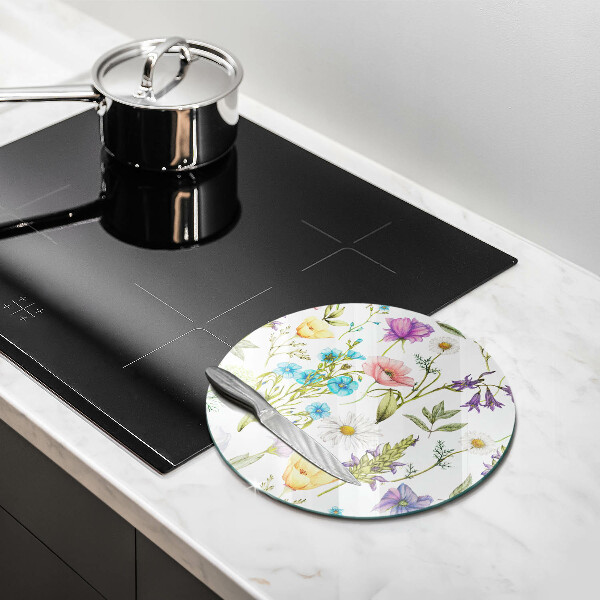 Chopping board glass Flowers illustration