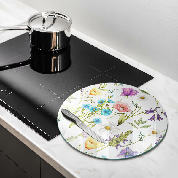Chopping board glass Flowers illustration