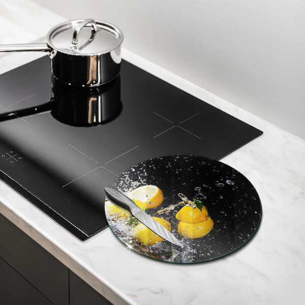Chopping board glass Juicy lemon fruit