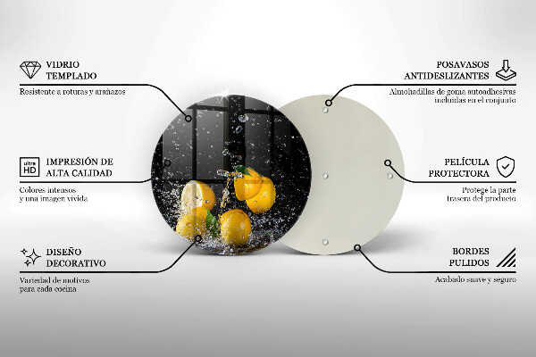 Chopping board glass Juicy lemon fruit