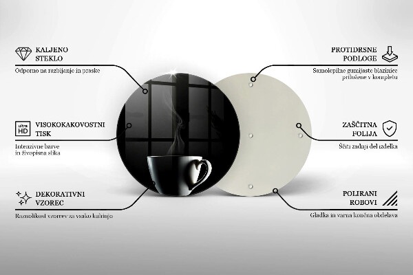 Chopping board glass A cup of tea