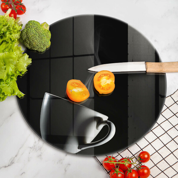 Chopping board glass A cup of tea