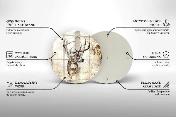 Chopping board glass Illustration deer animal