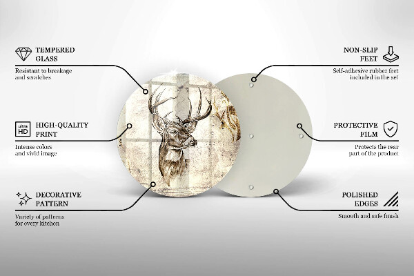 Chopping board glass Illustration deer animal