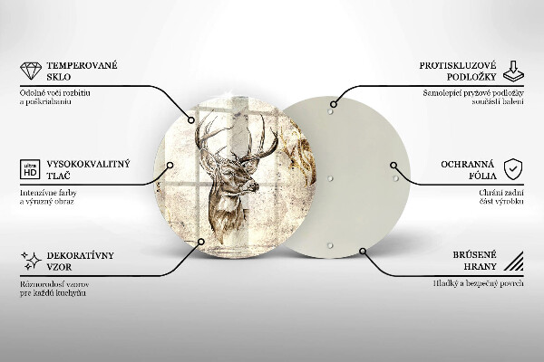 Chopping board glass Illustration deer animal