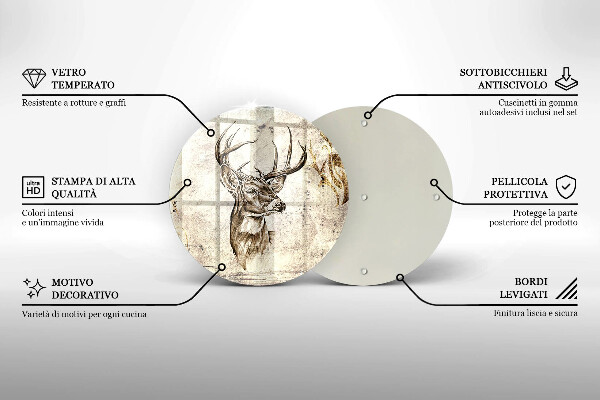 Chopping board glass Illustration deer animal