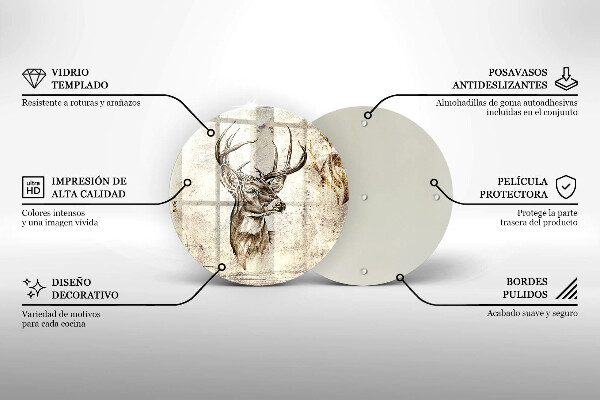 Chopping board glass Illustration deer animal