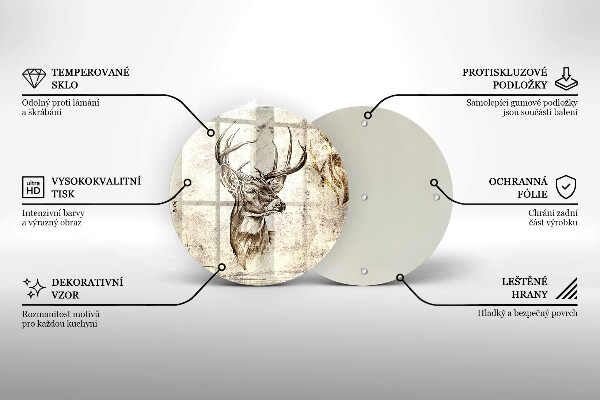 Chopping board glass Illustration deer animal